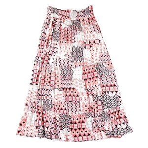 Womens Tiered Gauze Maxi Skirt Pink White Black Geometric size Large NWOT JH1552